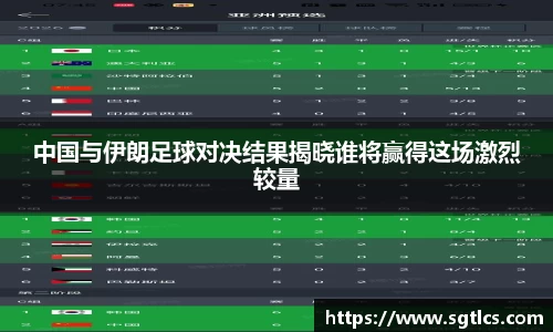 中国与伊朗足球对决结果揭晓谁将赢得这场激烈较量